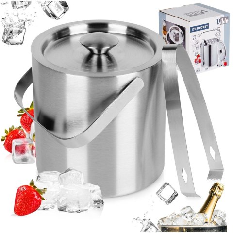 Wiaderko do lodu ze szczypcami stalowe termiczne cooler wiadro na lód VILDE 259687