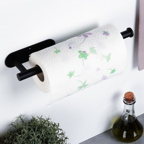 Wieszak UCHWYT na ręcznik papierowy kuchenny ścienny stalowy czarny VILDE 229137