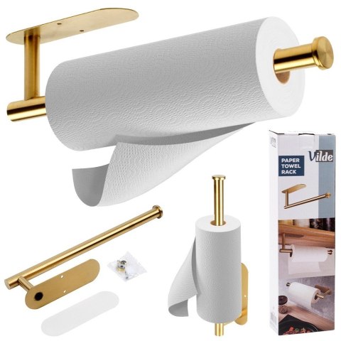 Wieszak UCHWYT na ręcznik papierowy kuchenny ścienny stalowy złoty VILDE 229138