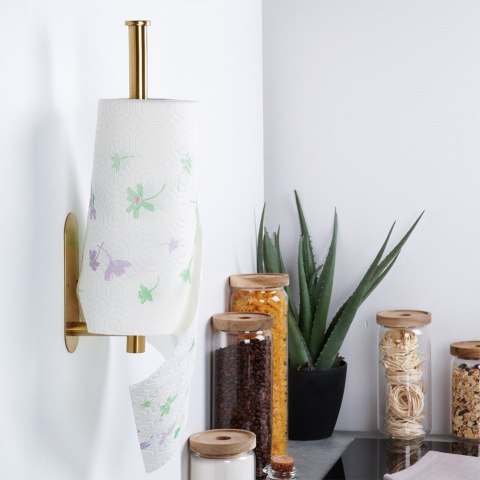 Wieszak UCHWYT na ręcznik papierowy kuchenny ścienny stalowy złoty VILDE 229138