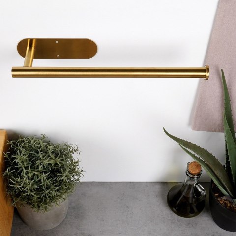 Wieszak UCHWYT na ręcznik papierowy kuchenny ścienny stalowy złoty VILDE 229138