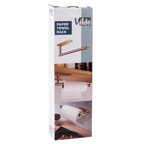 Wieszak UCHWYT na ręcznik papierowy kuchenny ścienny stalowy złoty VILDE 229138