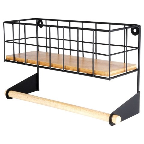 Wieszak uchwyt na ręcznik kuchenny ścienny półka kuchenna czarny VILDE 229060