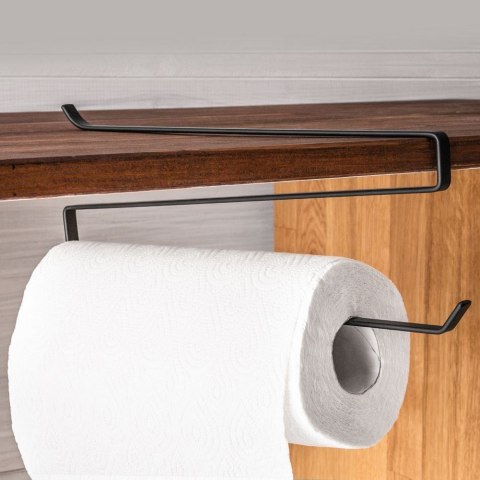 Wieszak uchwyt na ręcznik papierowy kuchenny wiszący metalowy czarny VILDE 730133