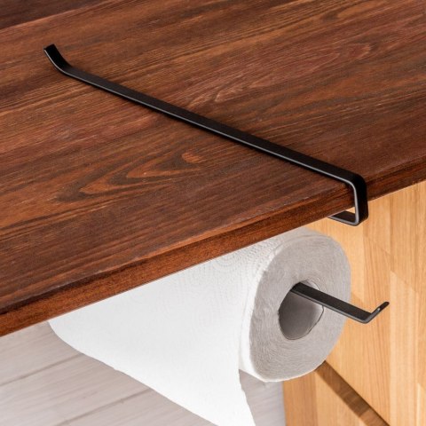 Wieszak uchwyt na ręcznik papierowy kuchenny wiszący metalowy czarny VILDE 730133