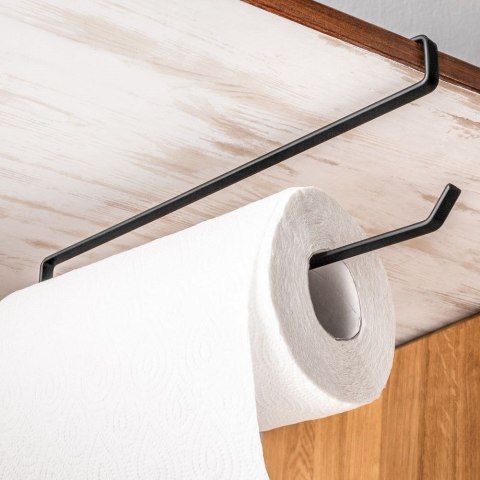 Wieszak uchwyt na ręcznik papierowy kuchenny wiszący metalowy czarny VILDE 730133