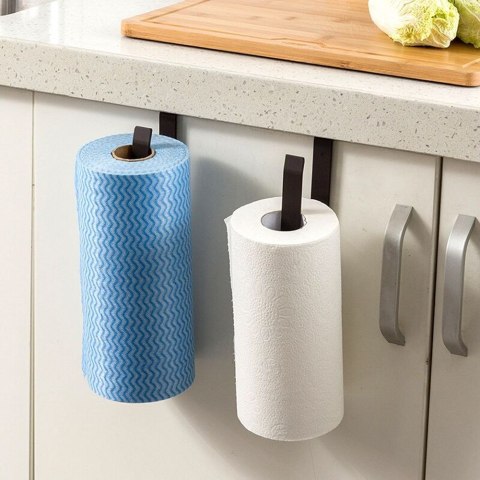 Wieszak uchwyt na ręcznik papierowy kuchenny wiszący metalowy czarny VILDE 730133