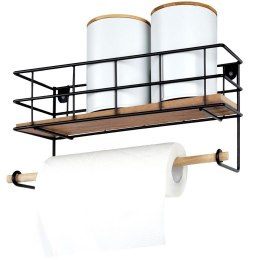 Wieszak uchwyt na ręcznik papierowy ścienny półka kuchenna czarny VILDE 569383