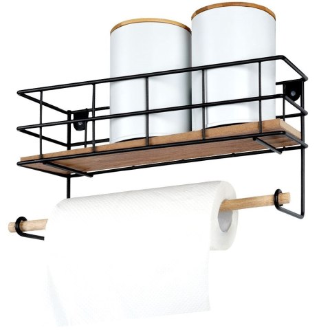 Wieszak uchwyt na ręcznik papierowy ścienny półka kuchenna czarny VILDE 569383