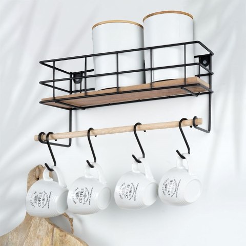 Wieszak uchwyt na ręcznik papierowy ścienny półka kuchenna czarny VILDE 569383