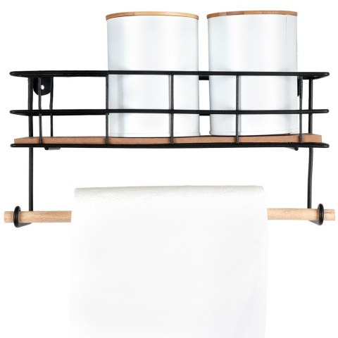 Wieszak uchwyt na ręcznik papierowy ścienny półka kuchenna czarny VILDE 569383