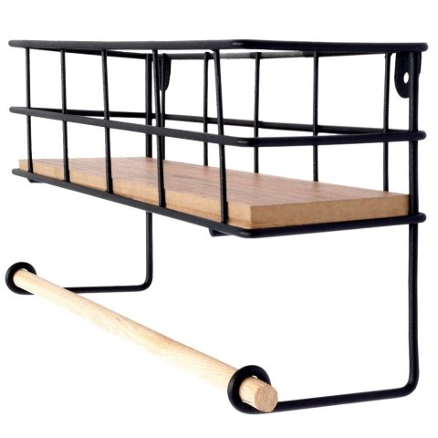 Wieszak uchwyt na ręcznik papierowy ścienny półka kuchenna czarny VILDE 569383