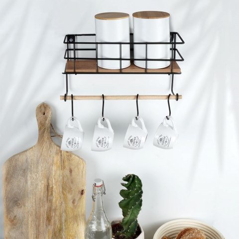 Wieszak uchwyt na ręcznik papierowy ścienny półka kuchenna czarny VILDE 569383