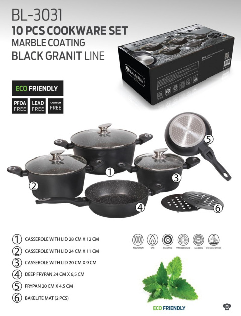 GARNKI BLAUMANN BLACK GRANIT 10 ELE BL-3031 GARNKI BLAUMANN BLACK GRANIT 10 ELE BL-3031