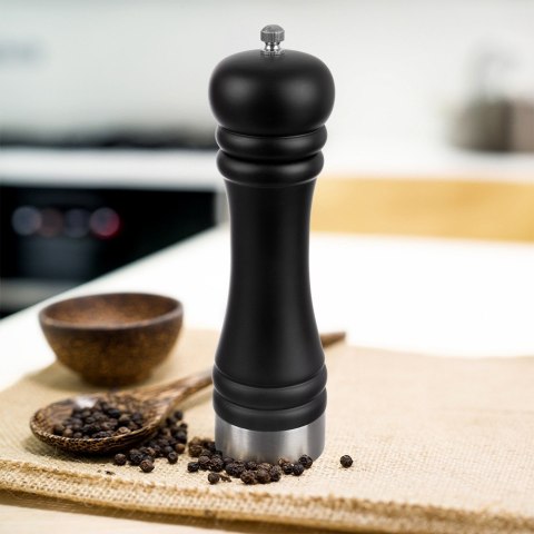 Młynek do pieprzu i soli przypraw ręczny drewniany czarny 21.5cm ORION 130237