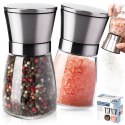 Młynek ręczny do pieprzu i soli przypraw szklany młynki ręczne 2-ele VILDE 259608