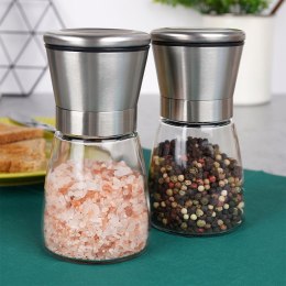 Młynek ręczny do pieprzu i soli przypraw szklany młynki ręczne 2-ele VILDE 259608