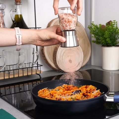 Młynek ręczny do pieprzu i soli przypraw szklany młynki ręczne 2-ele VILDE 259608