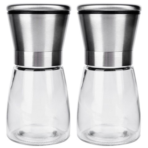 Młynek ręczny do pieprzu i soli przypraw szklany młynki ręczne 2-ele VILDE 259608