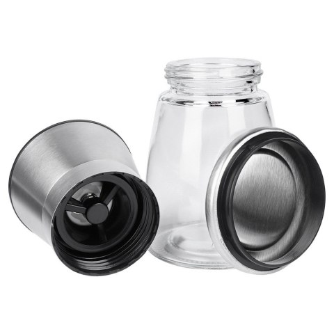 Młynek ręczny do pieprzu i soli przypraw szklany młynki ręczne 2-ele VILDE 259608