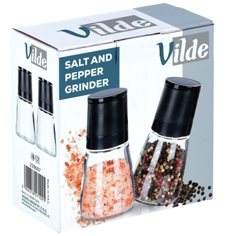 Młynki do pieprzu i soli przypraw młynek ręczny szklany 2-ele VILDE 259607