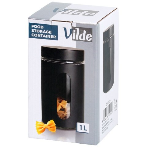 Pojemnik kuchenny na produkty sypkie suche zakręcany CZARNY MATOWY 1L VILDE 229192