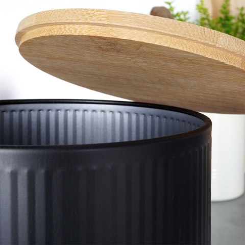 Pojemnik kuchenny na żywność jedzenie czarny z bambusową pokrywką 1.7L VILDE 259238