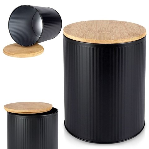 Pojemnik kuchenny na żywność jedzenie czarny z bambusową pokrywką 1.7L VILDE 259238