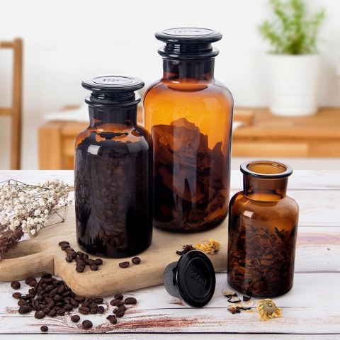 Pojemnik kuchenny na żywność jedzenie szklany brązowy z korkiem szeroką szyjką 1L ORION 127592