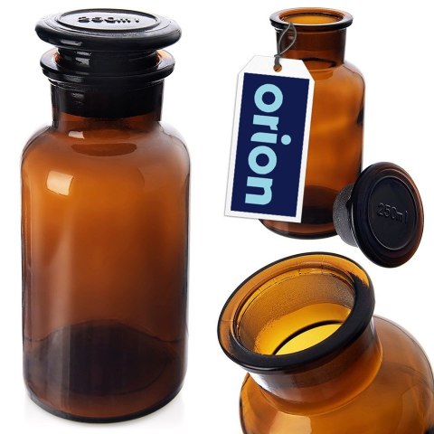 Pojemnik kuchenny na żywność jedzenie szklany brązowy z korkiem szeroką szyjką 250 ml ORION 127590