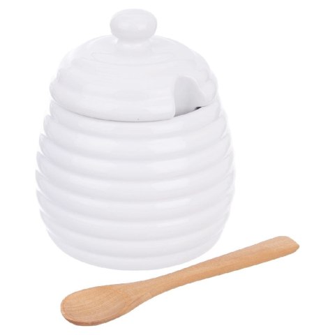 Pojemnik na miód z łyżką do miodu słoik porcelanowy WHITELINE 340 ml ORION 142287