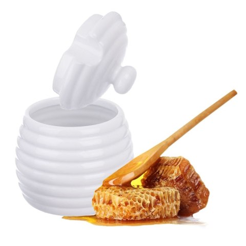 Pojemnik na miód z łyżką do miodu słoik porcelanowy WHITELINE 340 ml ORION 142287