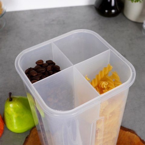 Pojemnik na produkty sypkie płatki mąkę kawę z dozownikiem dzielony 3L EXCELLENT HOUSEWARE 259388