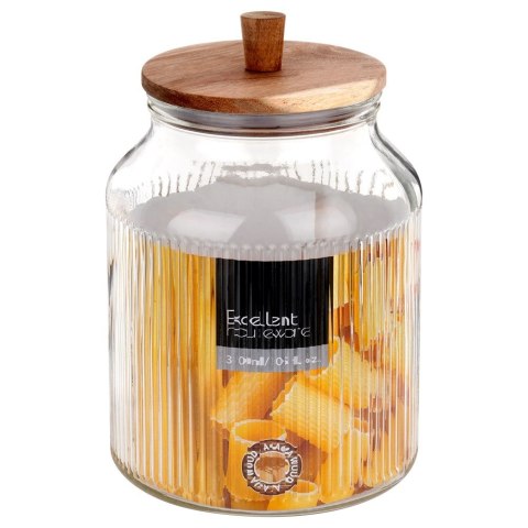 Pojemnik na produkty sypkie suche szklany z pokrywką i uszczelką 3L EXCELLENT HOUSEWARE 229211