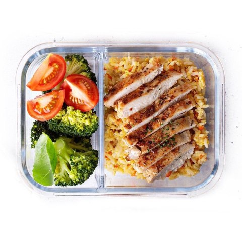 Pojemnik szklany do przechowywania żywności z pokrywką dzielony 1L ORION 124760