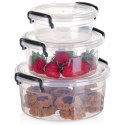 Pojemniki plastikowe na żywność z pokrywką 0.6/1.2/2.1L pojemnik 3szt ORION 126023