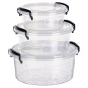 Pojemniki plastikowe na żywność z pokrywką 0.6/1.2/2.1L pojemnik 3szt ORION 126023