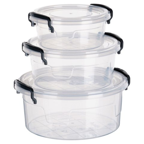 Pojemniki plastikowe na żywność z pokrywką 0.6/1.2/2.1L pojemnik 3szt ORION 126023
