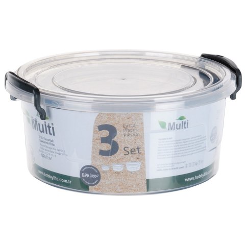 Pojemniki plastikowe na żywność z pokrywką 0.6/1.2/2.1L pojemnik 3szt ORION 126023