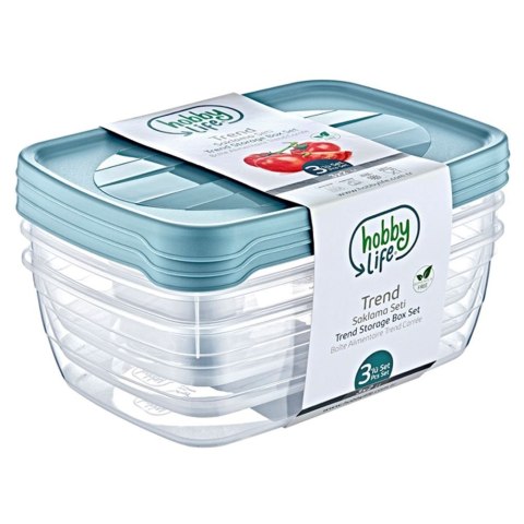 Pojemniki plastikowe na żywność z pokrywką 1.2L pojemnik 3 szt ORION 124017