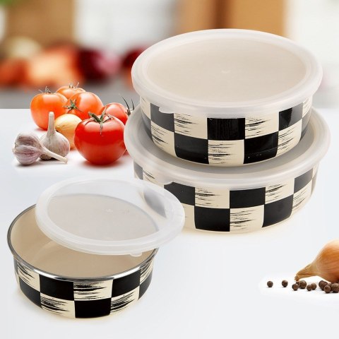 Miska kuchenna emaliowana z pokrywką SZACHOWNICA 15.5cm 800 ml ORION 129232
