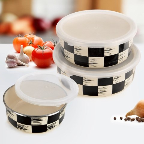Miska kuchenna emaliowana z pokrywką SZACHOWNICA 17cm 1L ORION 129233