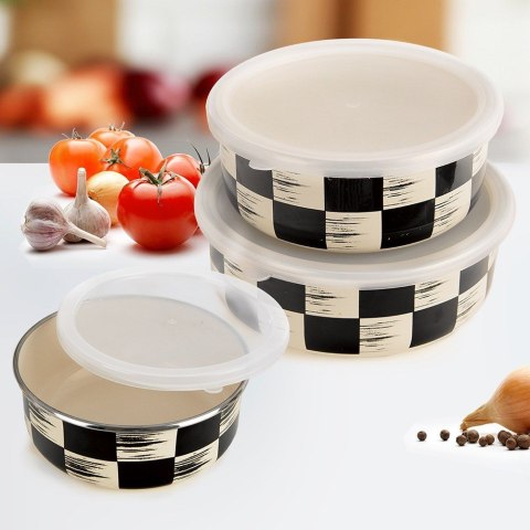 Miska kuchenna emaliowana z pokrywką SZACHOWNICA 19cm 1.5L ORION 129234