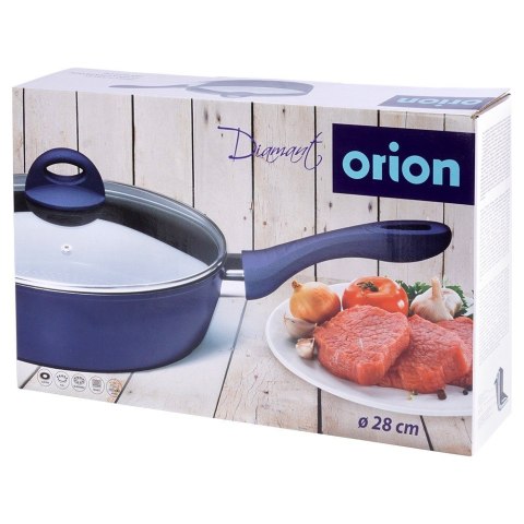 Patelnia diamentowa nieprzywierająca na indukcję ze szklaną pokrywką DIAMANT 28 cm ORION 112634