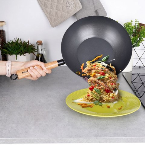 Patelnia głęboka wok stalowa nieprzywierająca duża 35 cm EXCELLENT HOUSEWARE 112919