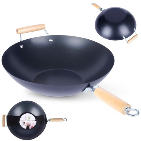 Patelnia głęboka wok stalowa nieprzywierająca duża 35 cm EXCELLENT HOUSEWARE 112919