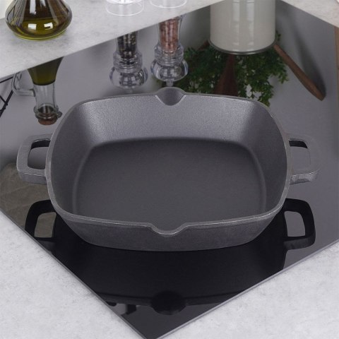 Patelnia żeliwna indukcja ciężka kwadratowa 33x25x5 cm 2.2L VILDE 110572