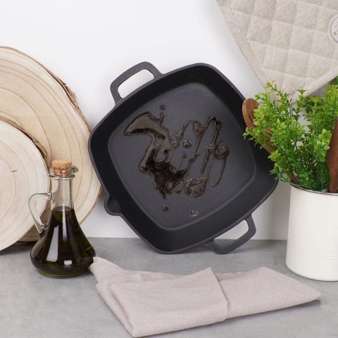 Patelnia żeliwna indukcja ciężka kwadratowa 33x25x5 cm 2.2L VILDE 110572