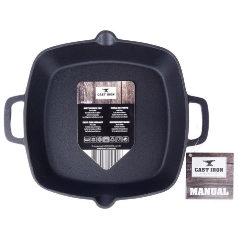 Patelnia żeliwna indukcja ciężka kwadratowa 33x25x5 cm 2.2L VILDE 110572