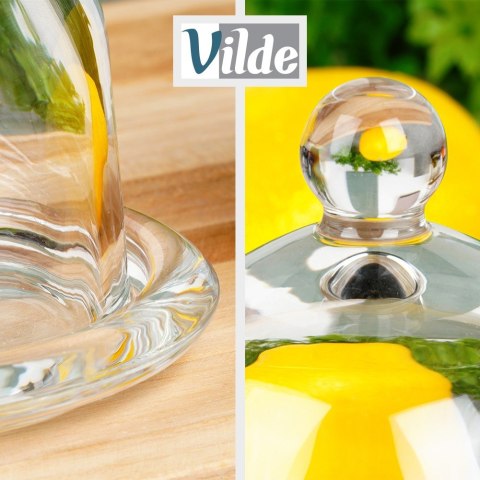 Pojemnik na cytrynę owoce owoc szklany z kloszem pokrywką pokrywą VILDE 229191